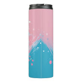 Speelse Papillon Pup: Spetters Roze en Blauw Thermosbeker (Achterkant)
