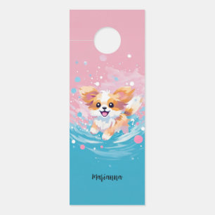 Speelse Papillon Pup: Splash of Pink and Blue