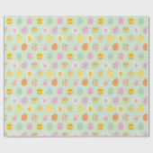 Speelse Pastel Easter Eggs & Bunnies Spring Green Cadeaupapier (Vlak)