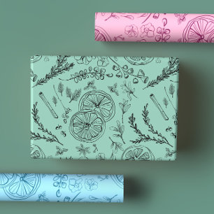 Speelse pastel grillige moderne Nordic Line Art Inpakpapier Vel