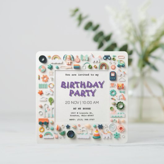 Speelse Pastel Kids Verjaardag Kaart (Staand voorkant)