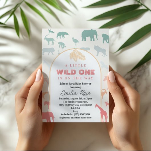 Speelse Pastel Oerwoud Wild One Baby shower Safari Kaart
