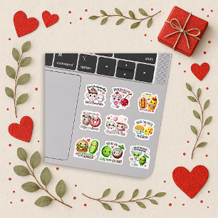 Speelse Pastelkleur Eet Pun Koppel Kunst Sticker
