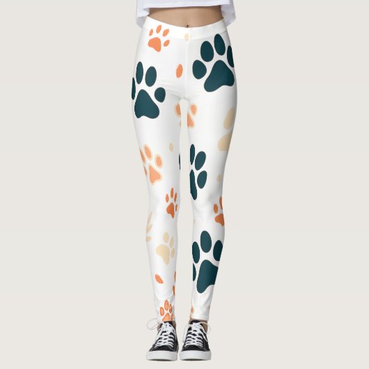 Speelse Paw Print Leggings | Schattigee honden- en (Voorkant)