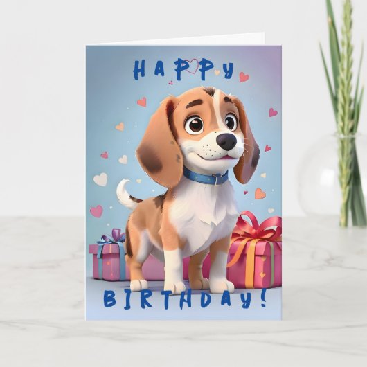 Speelse Paws Beagle Puppy en Gifts Verjaardag Kaart (Voorkant)