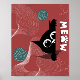 Speelse Peek: Cat & Yarn Whimsy Poster