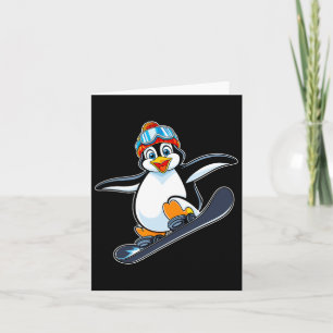 Speelse Penguin Snowboarden Adventure Design Kaart