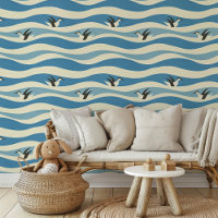 Speelse Pinguïn Ocean Waves Peel & Stick