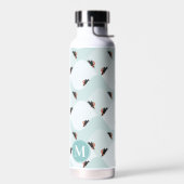 Speelse Pinguïns Glijden op Sneeuwpatroon Waterfles (Links)