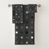 Speelse pixels Controleer het grijze zwarte patroo Bad Handdoek (Insitu)