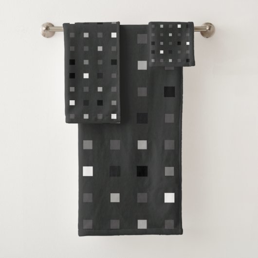 Speelse pixels Controleer het grijze zwarte patroo Bad Handdoek (Insitu)