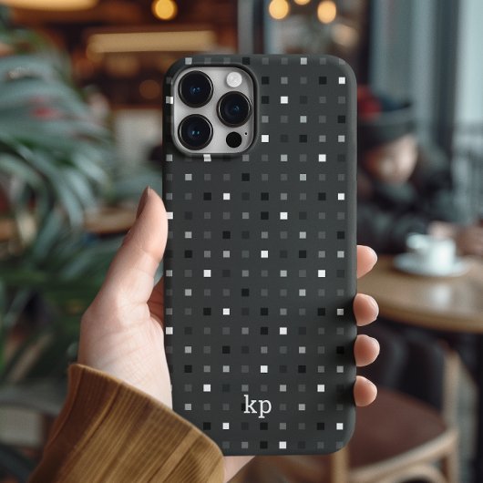 Speelse pixels Controleer het grijze zwarte patroo Case-Mate iPhone Case
