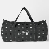 Speelse pixels Controleer het grijze zwarte patroo Plunjezak (Voorkant)