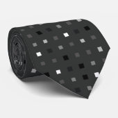 Speelse pixels Controleer het grijze zwarte patroo Stropdas (Opgerold)