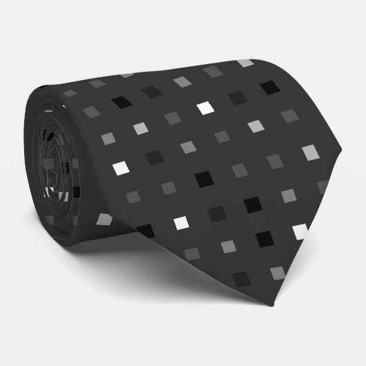 Speelse pixels Controleer het grijze zwarte patroo Stropdas (Opgerold)