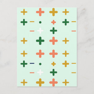 Speelse Plus Tekens Geometrisch Retro Patroon Briefkaart