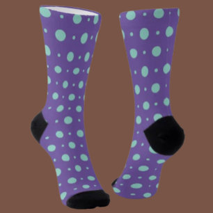 Speelse Polka Crew Soks – Turkoois op Paars Sokken