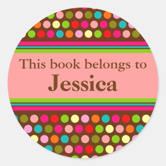 Speelse Polka Dots Book Label (Voorkant)