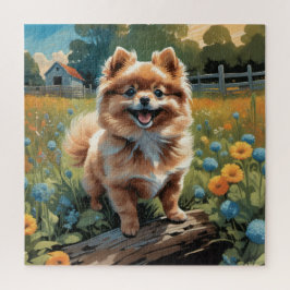 Speelse Pomeranian Puppy, geïnspireerd door de Nat Legpuzzel