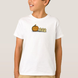 Speelse pompoen met drie spookachtige geesten t-shirt