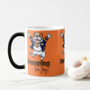 speelse pup Bulldog in een blauwe jas Magische Mok