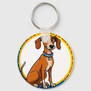 🐶 Speelse Pup In Cirkel Frame Voor Dagelijks Gebr Sleutelhanger