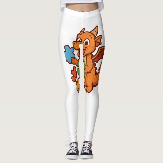 Speelse Puzzel Draken Leggings (Voorkant)