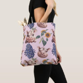 Speelse Pygmee Hippo & Bloemen Canvas tas (Dichtbij)