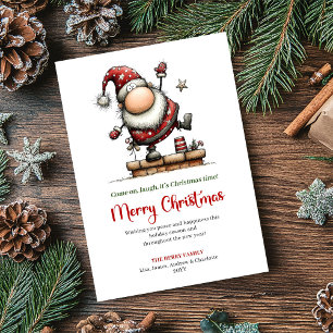 Speelse Quirky Kerstman Klassieke Kerstgroet   Feestdagenkaart
