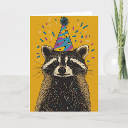 Speelse Raccoon Verjaardagsfeest Wenskaart Kaart