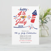 Speelse raket 4 juli kaart (Staand voorkant)