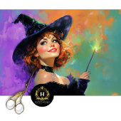 Speelse Redhead Witch Halloween Decoupage Tissuepapier