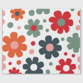 Speelse Retro Bloem Patroon Cadeaupapier (Vlak)