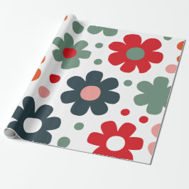 Speelse Retro Bloem Patroon Cadeaupapier