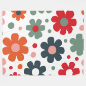 Speelse Retro Bloem Patroon Fleece Deken (Voorkant (Horizontaal))