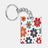 Speelse Retro Bloem Patroon Sleutelhanger (Voorkant Links)