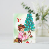 Speelse  retro Christmas Angel briefkaart (Staand voorkant)