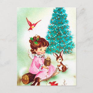 Speelse  retro Christmas Angel briefkaart