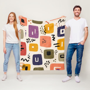 Speelse Retro Doodle Abstract Mid-Century Modern Fleece Deken