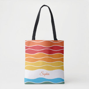 Speelse Retro Regenboog Strepen voor Custom Produc Draagtas