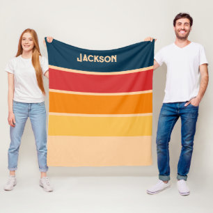 Speelse Retro Regenboog Strepen voor Custom Produc Fleece Deken