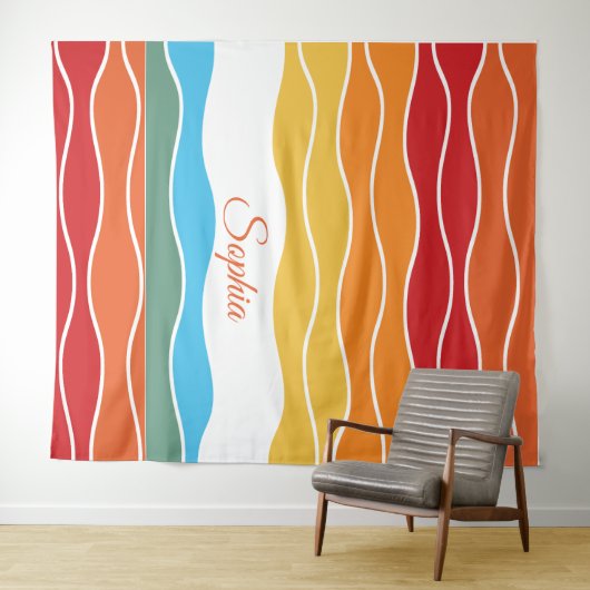 Speelse Retro Regenboog Strepen voor Custom Produc Wandkleed (In Situ (horizontaal))