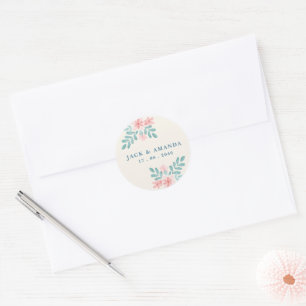 Speelse Retro Roze Trouwstickers Ronde Sticker