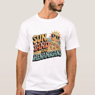 Speelse Retro Strand Zon Quote Kleurrijke Zomer T-shirt