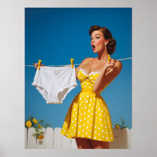 Speelse Retro Verrassing op Wasmachine Dag Poster