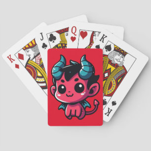 Speelse Rode Duivel - Cartoon, personage, rood, Ka Pokerkaarten