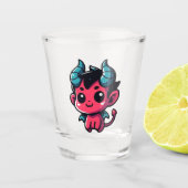 Speelse Rode Duivel - Cartoon, personage, rood, Ka Shot Glas (Voorkant)