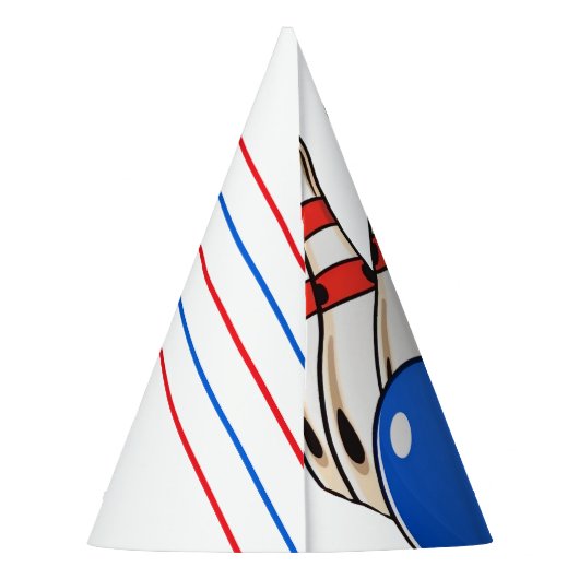 Speelse rode en blauwe bowling thema 6e verjaardag feesthoedjes (Achterkant)