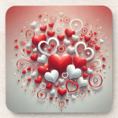 Speelse Rode en Witte Harten Valentijn's Day Bier Onderzetter (Voorkant)