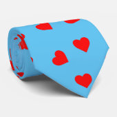 Speelse rode harten hemelsblauw stropdas (Opgerold)